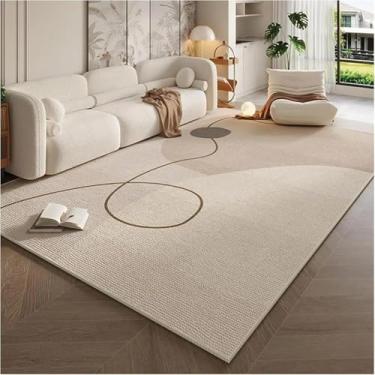 Imagem de Tapete leve de luxo estilo creme, sala de estar, sofá, mesa de centro, cobertor antiderrapante, tapete para quarto, vestiário, decoração de casa (120 x 200 cm, 47 x 79 polegadas/SJR-1)