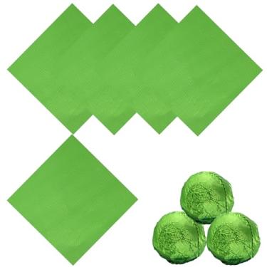 Imagem de Copzievkae Pacote Com 100 Embalagens De Papel Alumínio: 6 X 6", Ideal Para Barras Chocolate E Doces Artesanais (Verde)