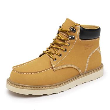 Imagem de LUODENGLANG Botas De Trabalho Masculinas Cano Alto, Antiderrapantes, Couro, Para Esportes Ao Ar Livre, Quentes No Inverno, Com Acolchoamento Algodão, Amarelas, 46 M 11