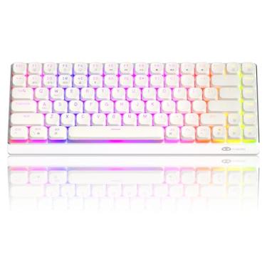 Imagem de Camiysn Teclado Mecânico Sem Fio Rgb Moon84 Modo Triplo 2,4 Ghz/Bt/Usb-C Com Branco Para Computador/Desktop/Pc/Laptop/Surface/Smart Tv E Windows 10/8/7 (Interruptores Vermelhos)