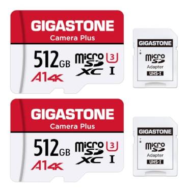 Imagem de Gigastone Pacote Com 2 Cartões Micro Sd 512 Gb, Camera Plus, Para Gopro, Câmera De Ação, Aplicativo A1 Run Smartphone, Compatível Nintendo Switch, 100 Mb/S, Gravação Vídeo 4K, Sdxc Uhs-I V30 U3 Clas