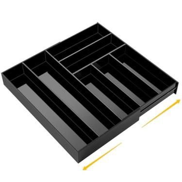 Imagem de Briwooody Organizador de gaveta de acrílico, máximo de 38 x 45,7 cm, expansível, canetas ajustáveis, régua, bandeja de maquiagem com 7 compartimentos ajustáveis para mesa, escritório, cozinha