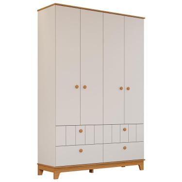 Imagem de Guarda Roupa Infantil Biscoito 4 Portas E 4 Gavetas Off White-nature Permóbili Baby Off White-nature