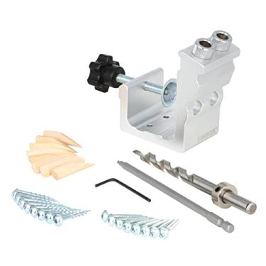 Imagem de VINWOX Ferramentas de madeira ajustáveis para furos de bolso com 2 brocas de degrau e parafusos e bits Robertson, molduras para uma unidade portátil ou montagem no banco