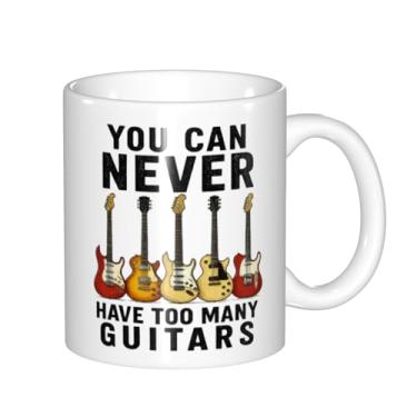 Imagem de Caneca de café de guitarras engraçadas You Can Never Have Too Many Guitars Presentes de guitarrista Amante de guitarra Músicos Presentes para namorado namorada marido da banda Caneca de Natal 325 ml