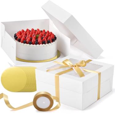 Imagem de DOYIDE 30 Caixas De Bolo, X 15 Cm, Padaria Com Janela, Grandes Sobremesa Brancas (15 Placas), Recipiente Transporte Descartável Para Tortas, Doces, Biscoitos E Cupcakes