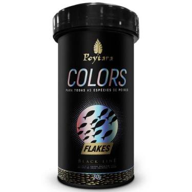 Imagem de Ração Para Peixes Alimento Poytara colors flakes black line 30g