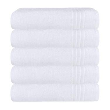 Imagem de Kit 5 Toalhas de Banho Hotel 70x150cm 500g Toalha Gigante - Branca - L