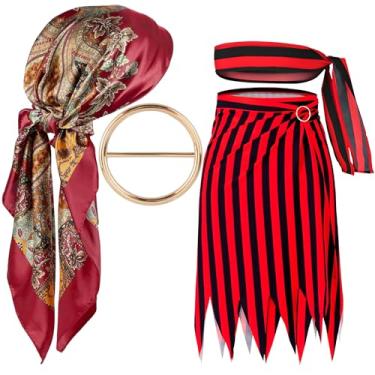 Imagem de Canitor Pirata Costme Acessórios femininos saia vestido cachecol conjunto para festa medieval renascentista feira cosplay Halloween festa