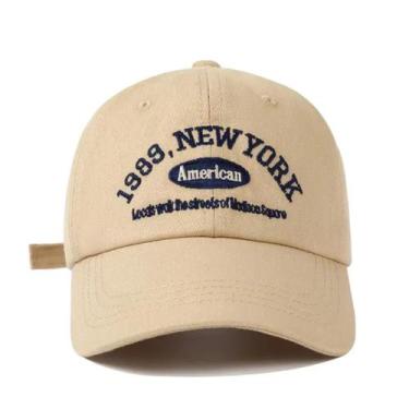 Imagem de Boné NY New York Beisebol American Aba Curva Unissex Bordado, Caqui