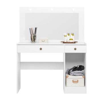 Imagem de Comoda Camarim Bella 2 Gavetas Branco Acetinado com Espelho - Moval