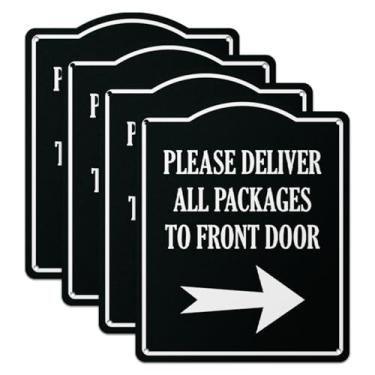 Imagem de 101SIGNCITY - 20,3 x 25,4 cm, pacote com 4, placa de entrega de embalagem de alumínio - Decorativo, por favor, entregue todos os pacotes na placa da porta da frente com película protetora para uso ao