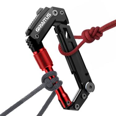 Imagem de GIRIAITUS Mosquetão Multiferramenta Com Canivetes, Mosquetões Edc, Canivete Serrilhado, Cortador De Corda, Chave De Fenda, Abridor De Latas, Régua, Canivete Para Camping E Caminhada, Presentes Para