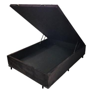 Imagem de Base Box Baú Casal 138 X 188 Suede Com Pistão Gás So1clique, Preto