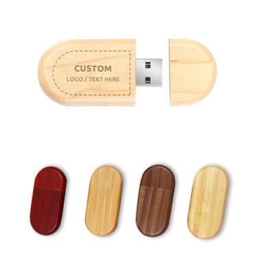 Imagem de Pen drive USB de madeira personalizado, pacote com 100 unidades de pen drive personalizado USB 2.0, ideal para negócios, educação, corporações e organizações sem fins lucrativos (512 MB, sem caixa)