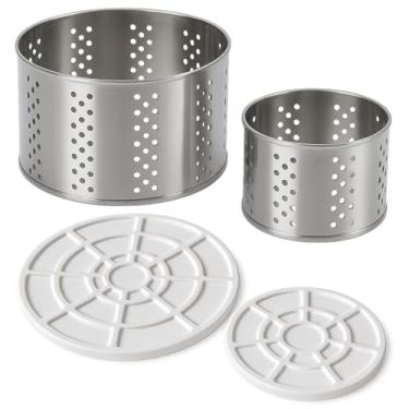 Imagem de Kit 2 Formas de Queijo Caseiro Artesanal Minas Frescal Inox Redondas 1kg / 500g com Tampa para Prensador