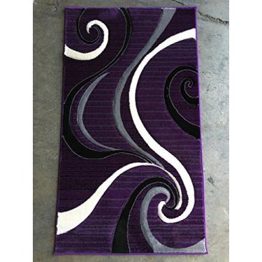Imagem de Tapete de porta moderno, roxo, preto e cinza, tapete de área contemporâneo Swirl Contempo 344 (2 pés x 3 pés 10 cm)