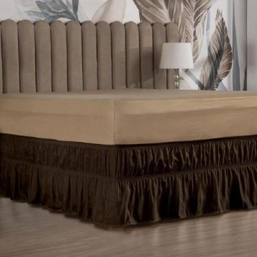 Imagem de Saia Box Cama King Com 2 Elásticos Ajustável Babado 1 Peça - Ametista 