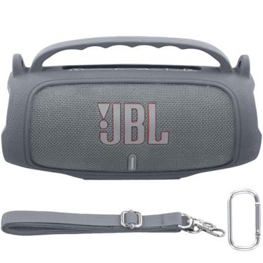 Imagem de Baval Capa de silicone compatível com alto-falante Bluetooth JBL Charge 5 portátil à prova d'água (capa de silicone cinza)