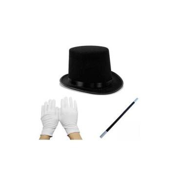 Imagem de Fantasia adulto de magico cartola luva varinha carnaval festas - MC PR