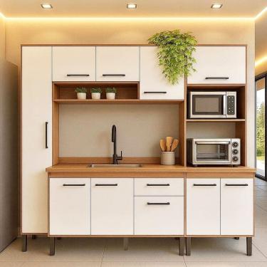 Imagem de Cozinha Compacta Modulada 4 Peças com Torre Quente e Paneleiro Realeza Manchester / Branco