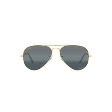Imagem de Óculos de Sol Ray-Ban Polarizado Aviator Large Metal 0RB3025 9196G6 Tam 62 / Ouro - Lentes Azul Gradiente