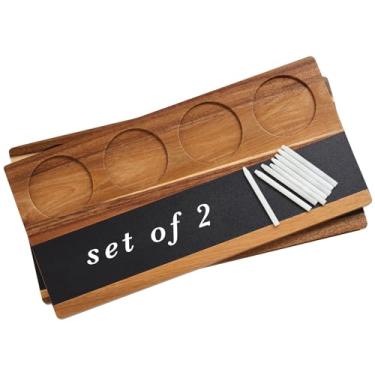 Imagem de Marsui Conjunto de 2 degustação de vinhos, placa de bordo de uísque de madeira com 4 gizes de pedra-sabão, kit para cerveja, uísque, coquetéis, café, degustação de vinhos