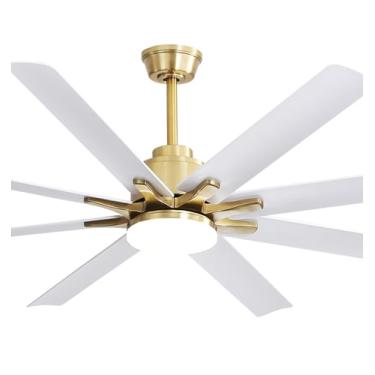 Imagem de Sofucor Ventoinhas de teto inteligentes de 166 cm com luzes, ventilador de teto interno/externo com luz e controle remoto, funciona com Alexa/Google, motor CC reversível, luz branca para ventilador de