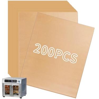 Imagem de Forros de fritadeira a ar descartáveis, 200 peças de folhas de papel manteiga compatíveis com Emeril Lagasse 26 QT Acessórios de fritadeira a ar extra grande para forno Emeril 26 Qt torradeira