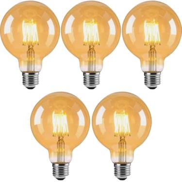 Imagem de Kit 5x Lâmpada Filamento Carbono Retrô Vintage G80 E27 40W 2400K Dimerizável (Tensão 110V)