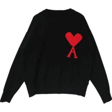 Imagem de Camisola Feminina Outono E Inverno Pulôver Casual Solto Amor Casal Camisola De Algodão, White, S