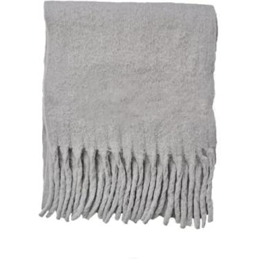 Imagem de Cachecol Para Mulheres Cor Sólida Lenço Macio Engrossado Quente Cor Sólida Lenço Mohair Borla Cachecol Inverno Quente, 17