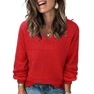 Imagem de Suéteres Messic Femininos Outono Inverno Natal Vermelhos XXL