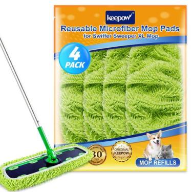 Imagem de Esfregões KEEPOW reutilizáveis XL compatíveis com varredor Swiffer XL