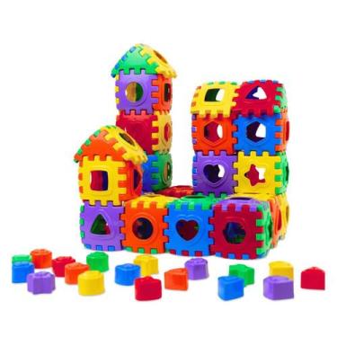 Imagem de Super Blocos Educativos 100 Peças  Aprendizado Criativo e Sensorial  D