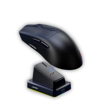 Imagem de LEAVEN X3 Mouse Sem Fio Leve para Gaming com Base/Doc de Carregamento RGB, Conexão 2.4GHz/BT5.2), 1600 DPI, 5 Botões Programáveis, PC/Mac-Preto