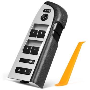 Imagem de Interruptor elétrico de janela compatível com Chevy & GMC - Silverado, Sierra 1500 2500 3500 2010-2013, moldura preta frontal esquerda interruptor de controle mestre lado do motorista sem espelhos