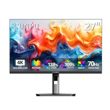 Imagem de CUNPU Monitor 4K De 27 Polegadas, Uhd (3840 * 2160) Ips Com Moldura Ultrafina Para Edição De Fotos E Vídeos, Δe < 2, 100% Dci-P3, 1,07B+ Cores, Altura/Pivô/Inclinação/Giro, Alto-Falante Duplo Integ