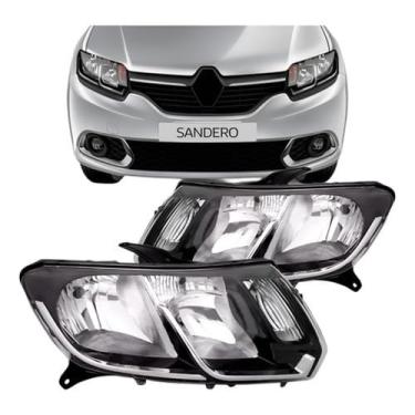 Imagem de Farol Cromado Automotivo Compatível Com Sandero 2014 2019 Logan 2014 2019 Lado Esquerdo Iluminação Frontal Substituição Segura