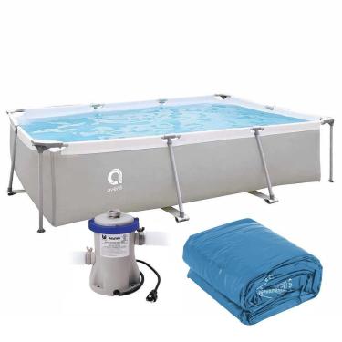 Imagem de Piscina Estrutural Retangular 3701 Litros Forro E Bomba Filtrante Avenli Jilong 220v