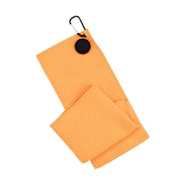 Imagem de UGPLM Toalha de golfe de microfibra portátil grande, acessórios de golfe de microfibra de remoção rápida, pano de limpeza confortável, toalha de limpeza de, Laranja