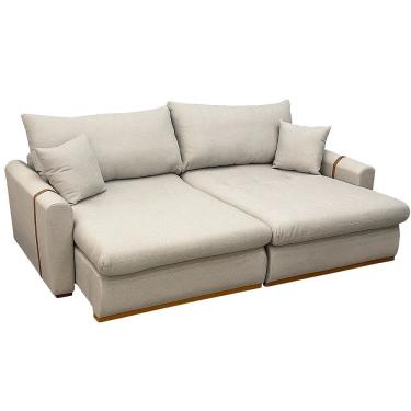 Imagem de Sofá Cama Cristal 4 Lugares Retrátil Tecido Linho 230cm Zarat Cor Bege