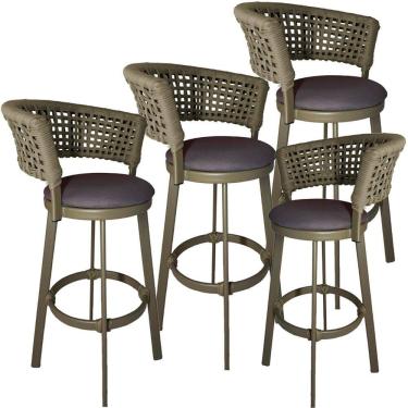 Imagem de Banqueta Somália em Alumínio e Corda Náutica Jardim Trama