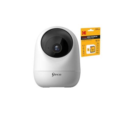 Imagem de Câmera de Segurança Wi-Fi Sieco S33 Full HD Plus (3MPX) kit com Cartão de memória KODAK microSD ULTRA PERFORMANCE 64GB