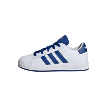 Imagem de adidas Tênis infantil unissex Grand Court 2.0, Branco/Team Royal Blue/Preto, 17