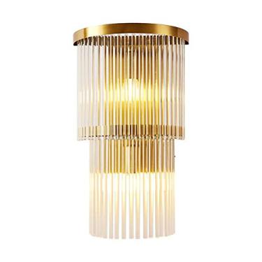 Imagem de Luminária de parede de cristal dourado de alta qualidade da moda, hotel, villa, sala de estar, quarto, estudo, corredor, ferragens, luminária de parede de ferro forjado, ouro 8
