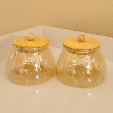 Imagem de 2 Potes Herméticos de Vidro Com Tampa de Bambu 450ml