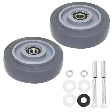 Imagem de Rodas de caminhão de mão 10 cm Heavy Duty Gray Caster Wheels (conjunto de 2) 226.8 kg Capacidade rodízios de placa industrial para carrinho PU Rodinhas de PU Kits de reparo de rolamentos ajuste