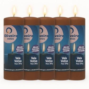 Imagem de Vela7 Dias Branca 250g de Parafina Pura - Pacote com 5 Unidades (Tradicional, Marrom)