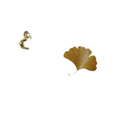 Imagem de Fenteer Estátua de Cavalo em Pé Feita à Mão, Decoração de Mesa com Folhas de Ginkgo em Ferro Forjado, Escultura de Parede Abstrata para Hotéis, Estantes, Lare